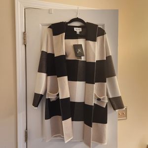 Joseph Ribkoff checked long hooded cardigan